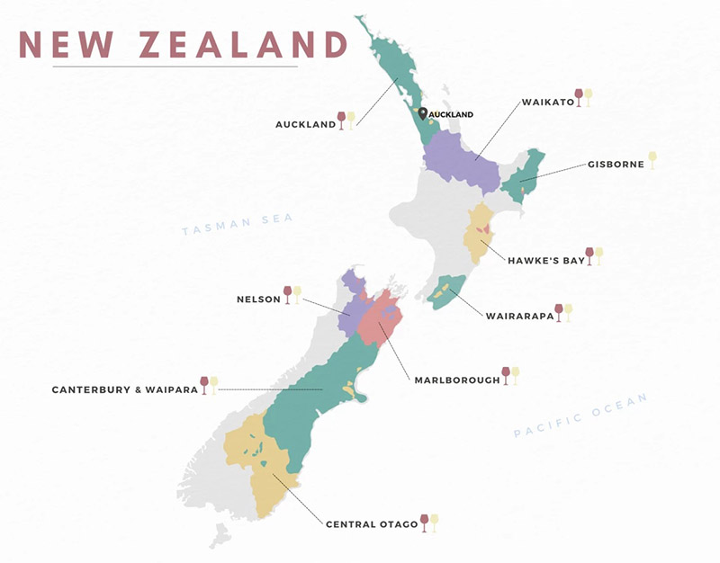 Các vùng sản xuất rượu vang nổi tiếng ở New Zealand
