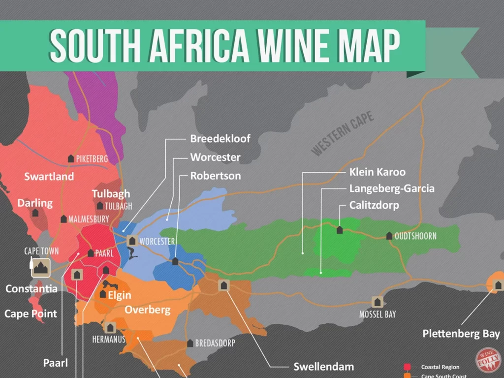 Bản đồ vùng rượu vang Nam Phi